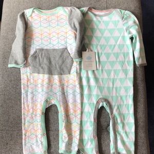 Cloud Island girls geo print romper, set of 2